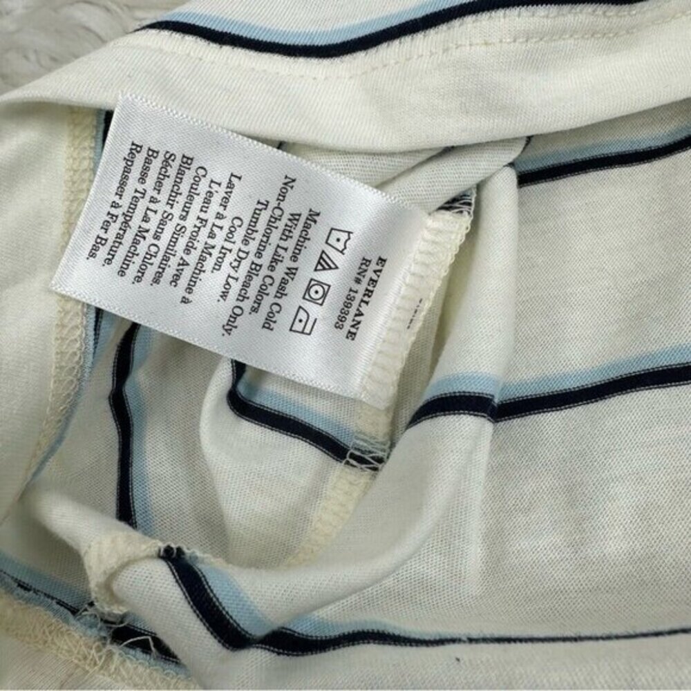 Everlane Organic Cotton Striped Crew T-Shirt White Blue Black M F-T-OCTN-CR-SS - Picture 8 of 12
